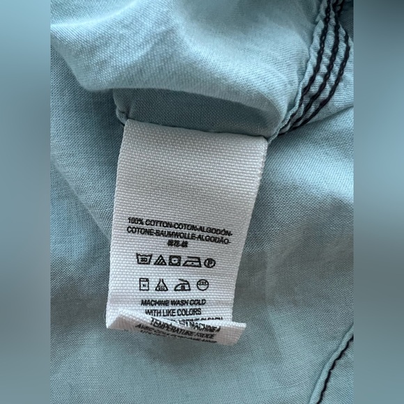 Free People Last Chance Blue Chambray Button Down Shirt long sleeve lightweight - Picture 5 of 7